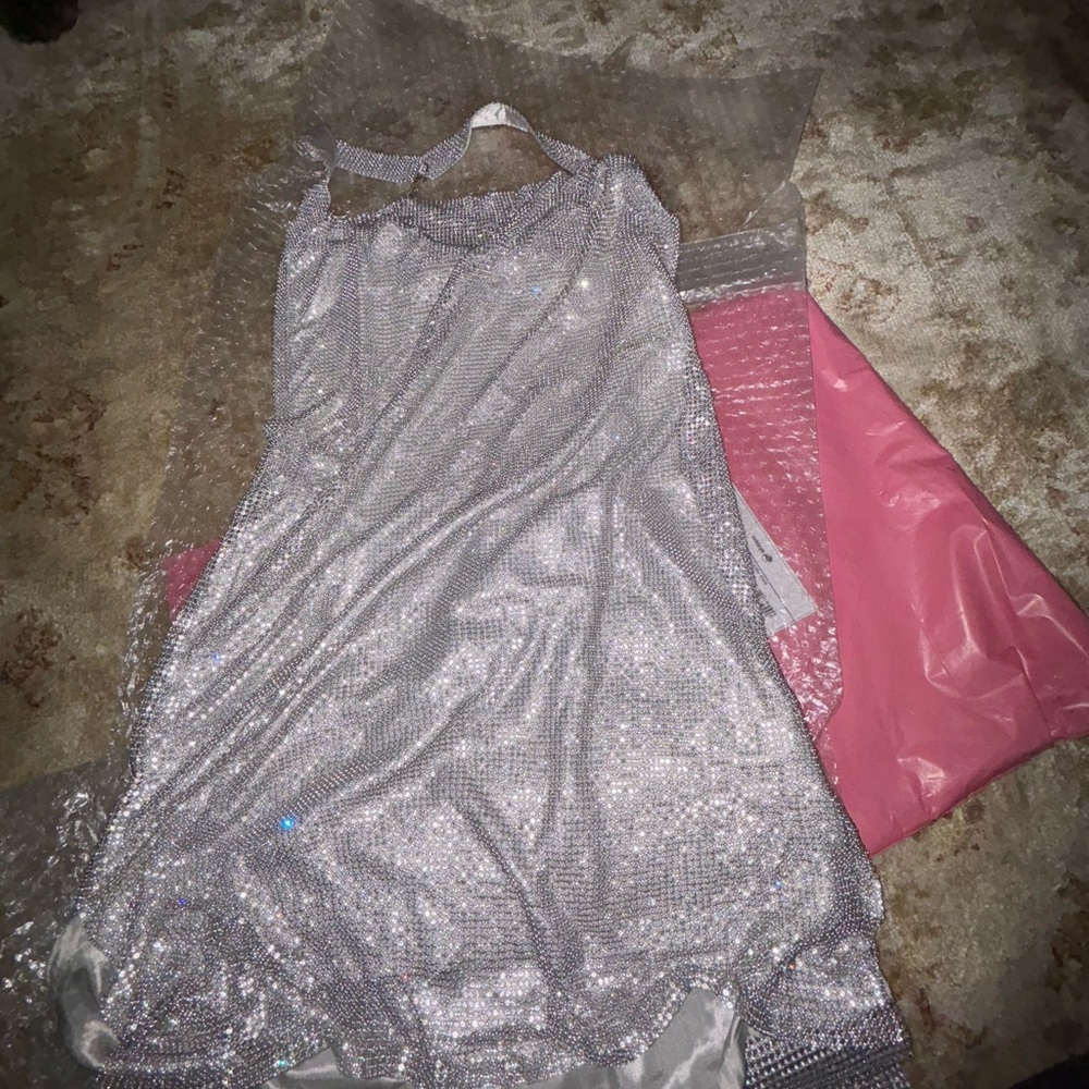 Silver Glitter Mini Dress